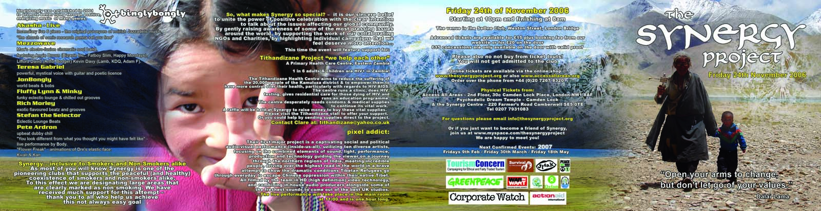 Synergy Project #18 - 24 November 2006 - full flyer front